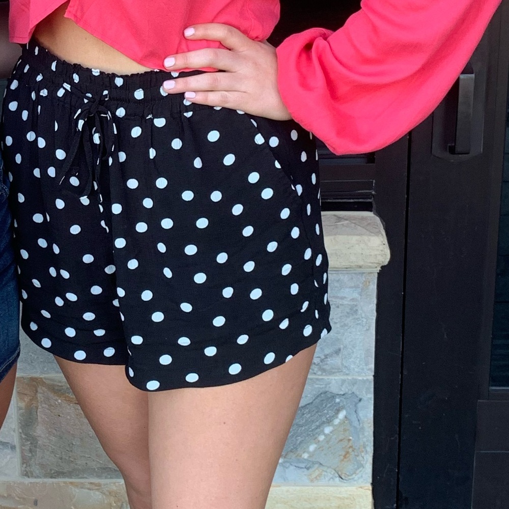 High waisted polka dot soft shorts